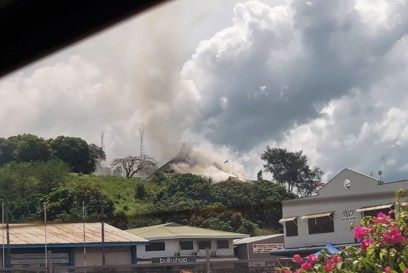 Fires From Protestors Rushing To Parliament House In Honiara. Credit Rose Everlyn Clough Caritas Australia