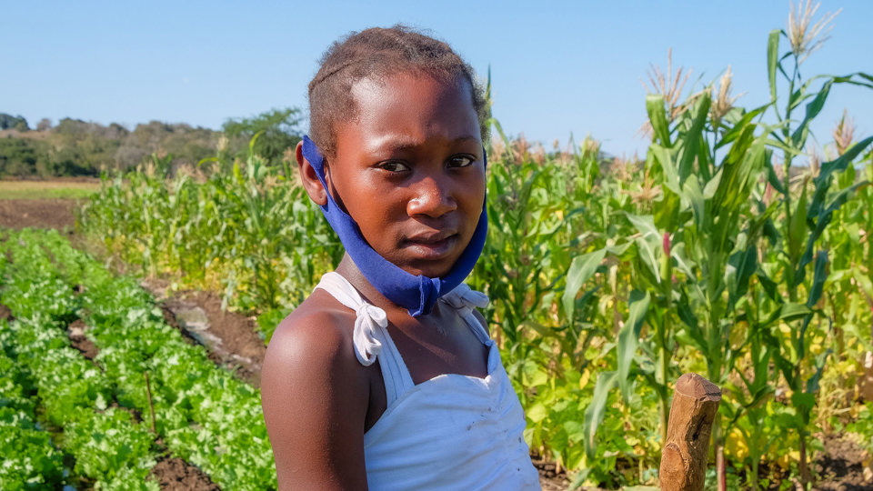 Anatercia works in her fields in Mozambique