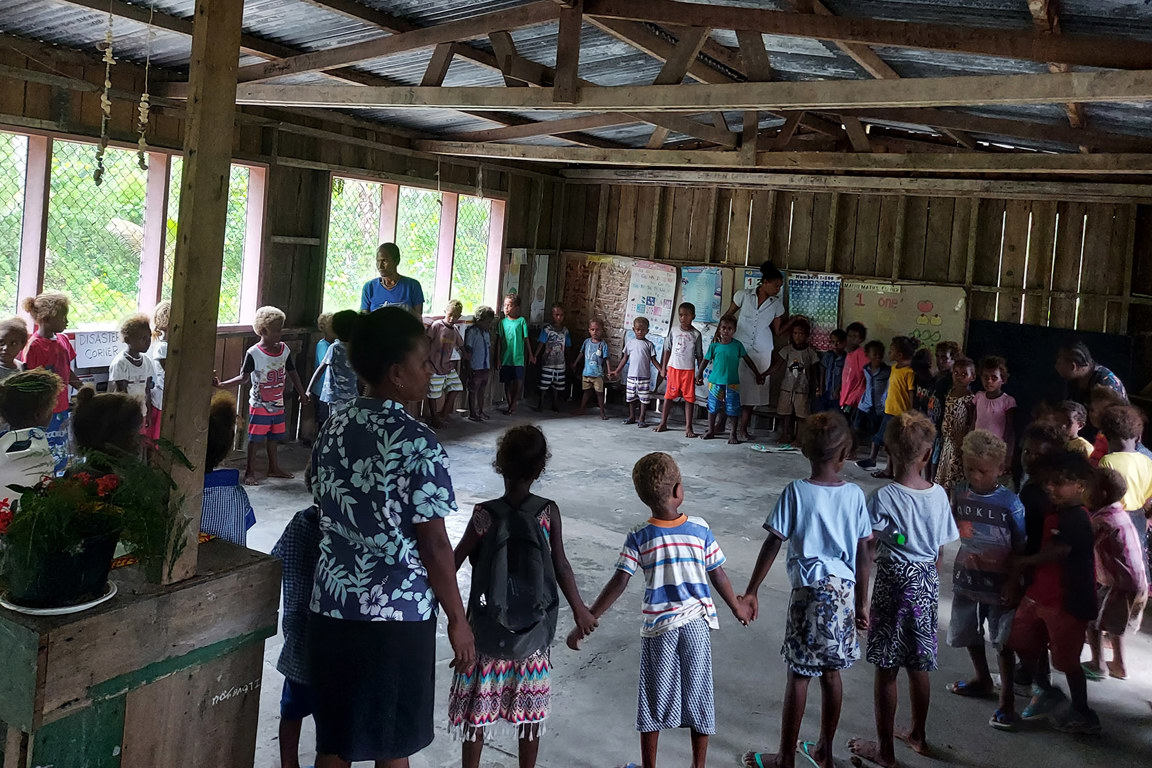 Children Practice Singing At A School In Solomon Islands