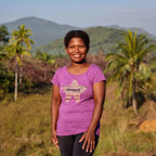 Shirley standing on the island of Camarines Norte in the Philippines