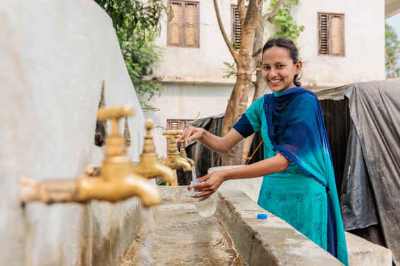 Laxmi With Water Taps At School