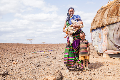 Talaso and her children in Kenya