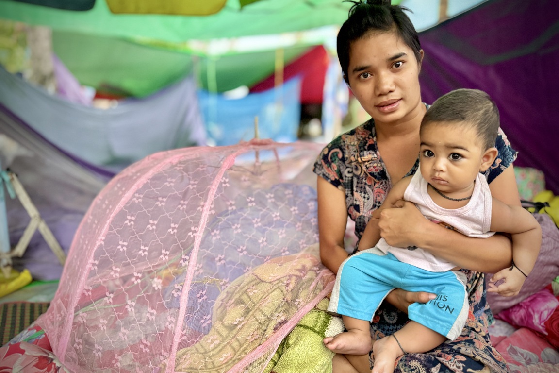 Daw Hla Hla And Her Son In Temporary Shelter Following The Myanmar Earthquake 2 Photo Credit Benny Manser For Caritas