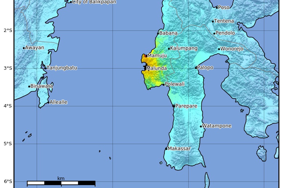 Caritas Australia 2021 01 14 Mamuju, Indonesia M6.2 Earthquake Shakemap (USGS)