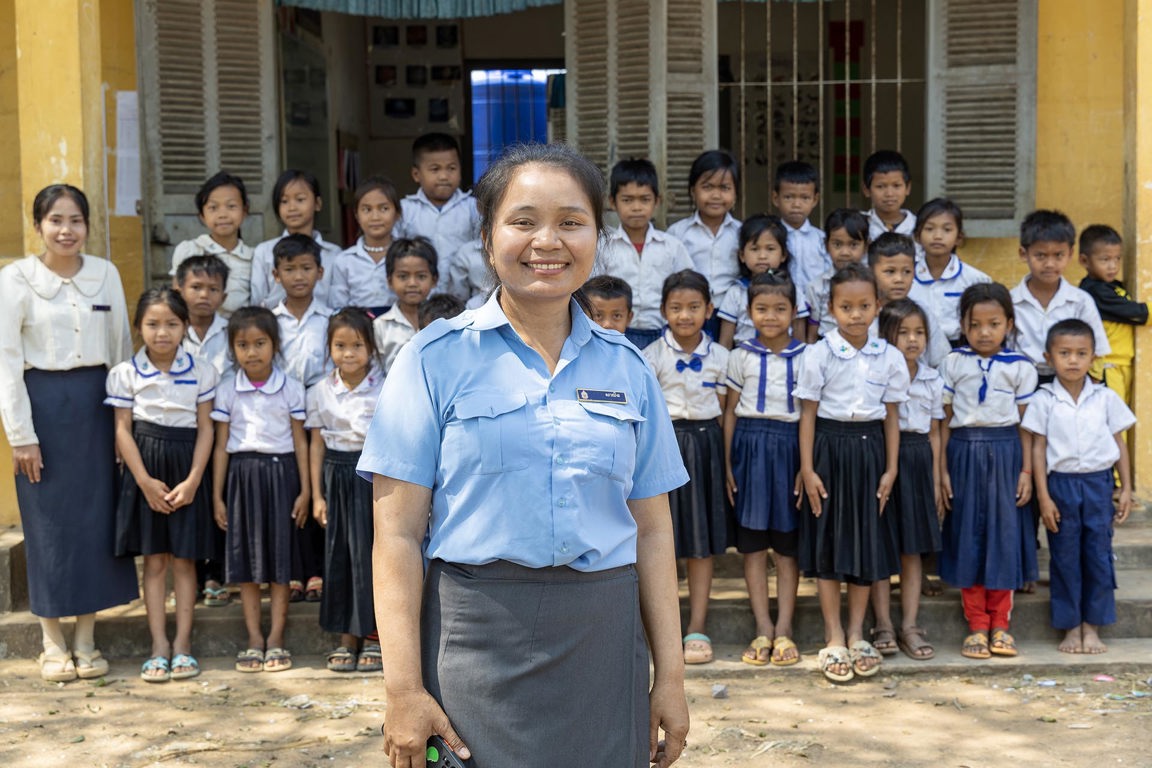 Salin In Front Of Her School