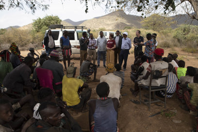 Kirsty Robertson, Caritas Australia CEO visiting Tsemay community in drought affected Jinka region, southwestern Ethiopia. Photo Zacharias Abubeker, Caritas Australia.