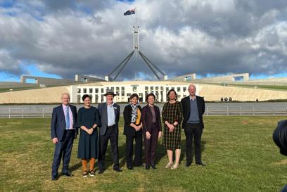 Caritas Australia CEO Kirsty Robertson with the Help Fight Famine Delegation in Canberra calling on the Government for urgent humanitarian action. Photo Credit Caritas Australia